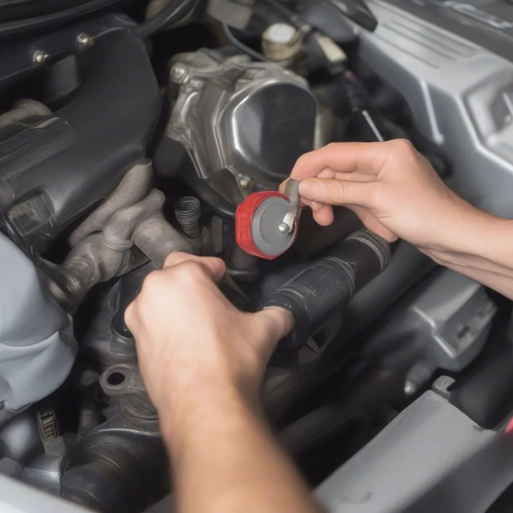 Removing the radiator reservoir cap