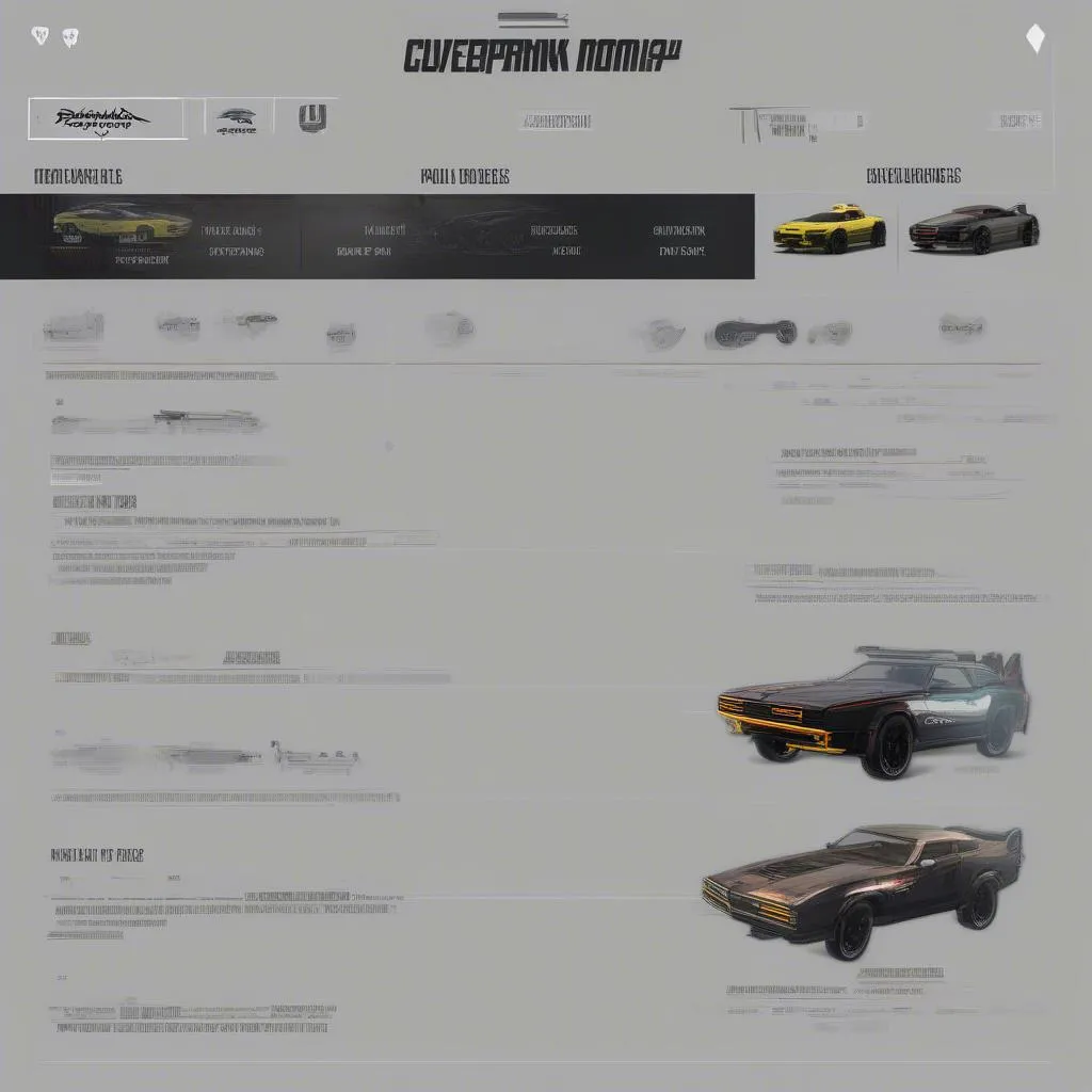 Rayfield Cars Cyberpunk 2077 Customization Options - Customization menu showing various upgrades and options.