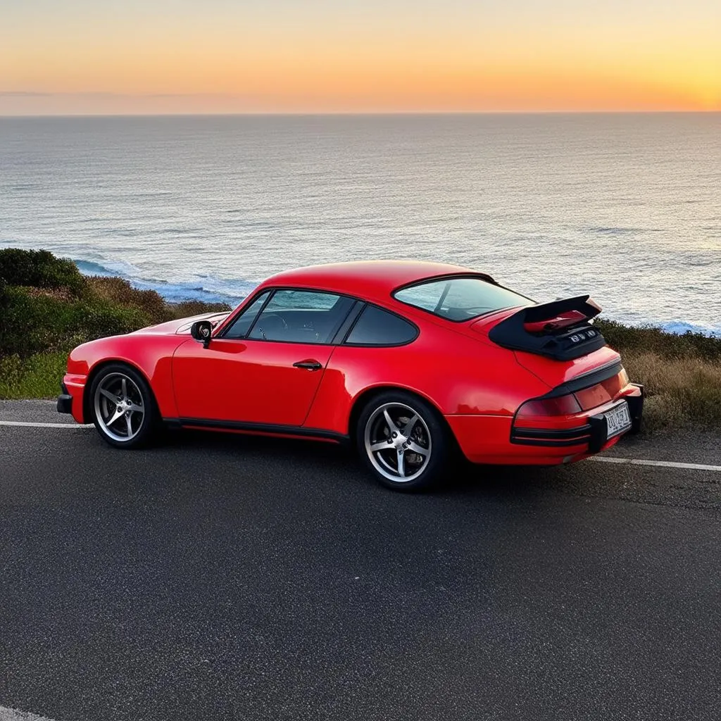 Sports Car on Coastal Road