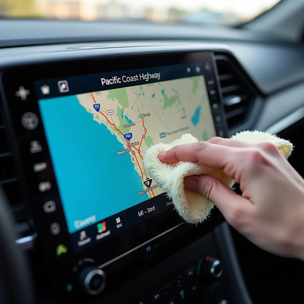 Using Toothpaste to Remove Scratches on a Car Infotainment Screen