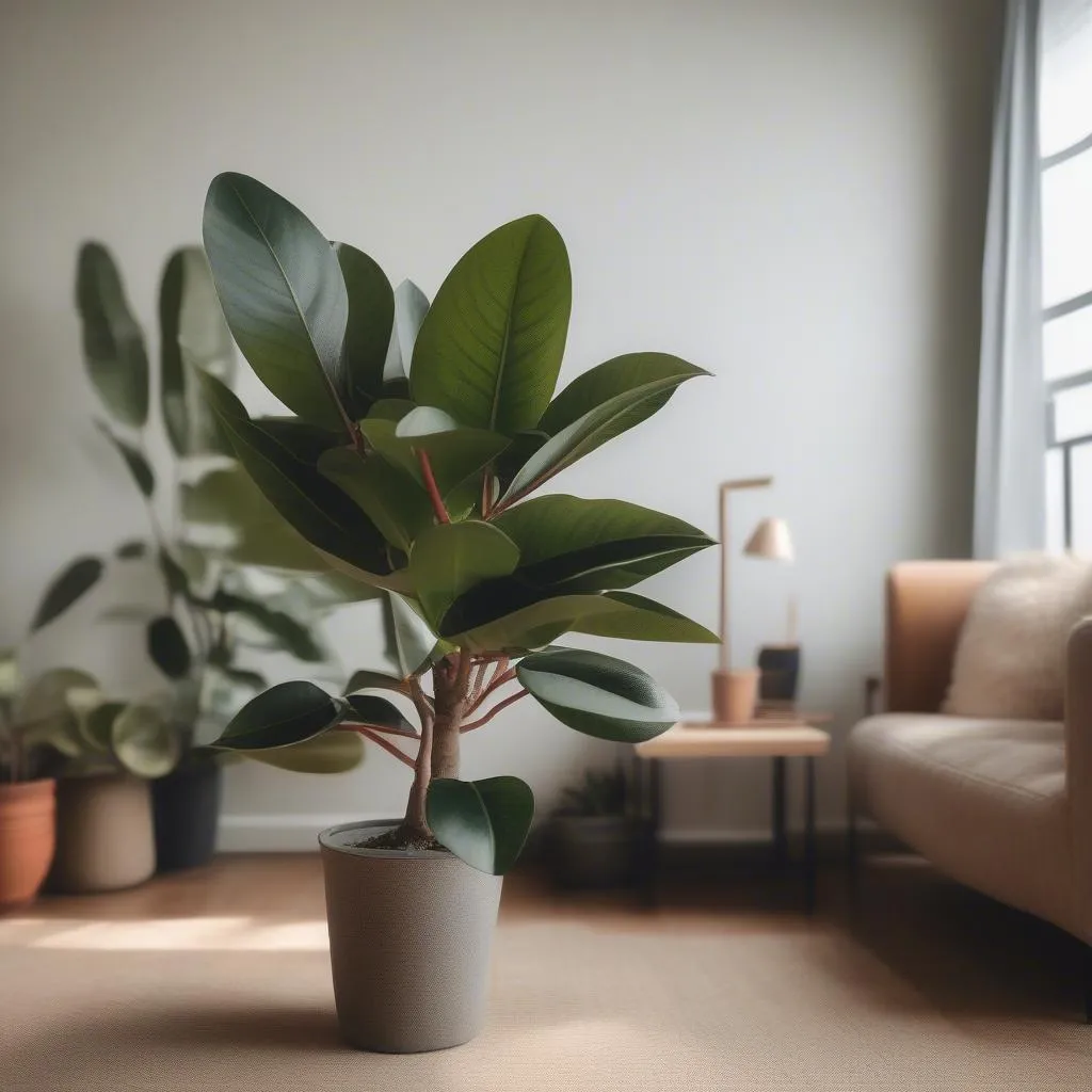 Rubber Plant in a bright living room