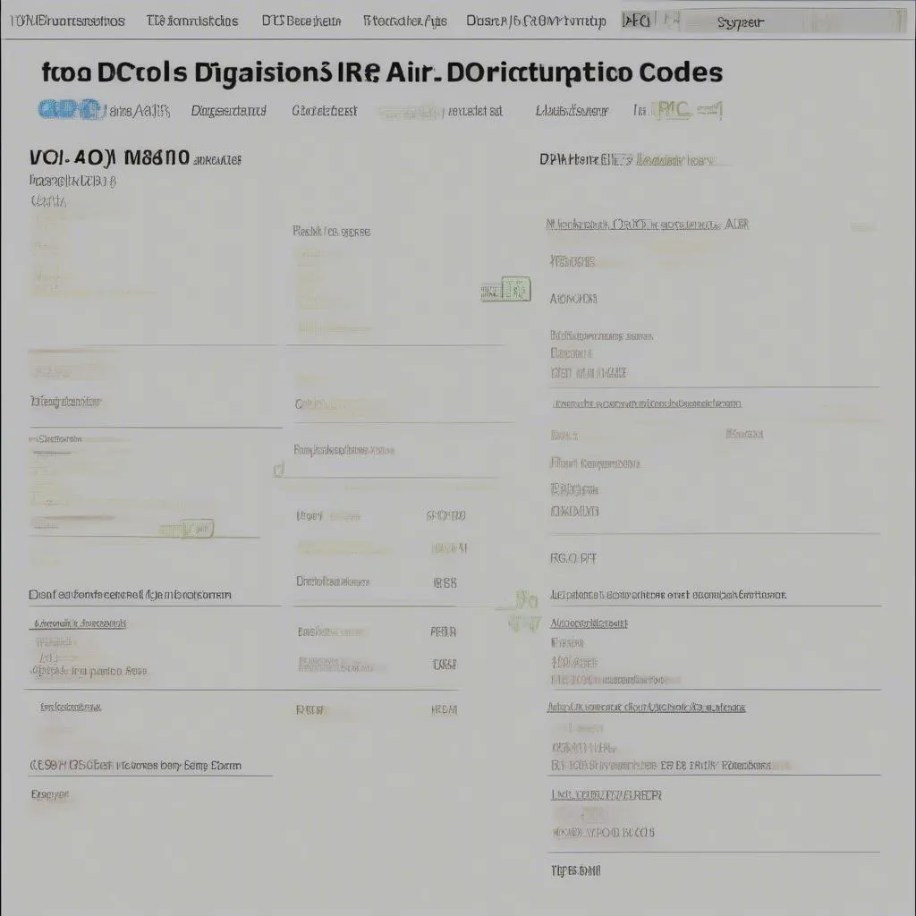 Scan Tool Diagnostic Codes