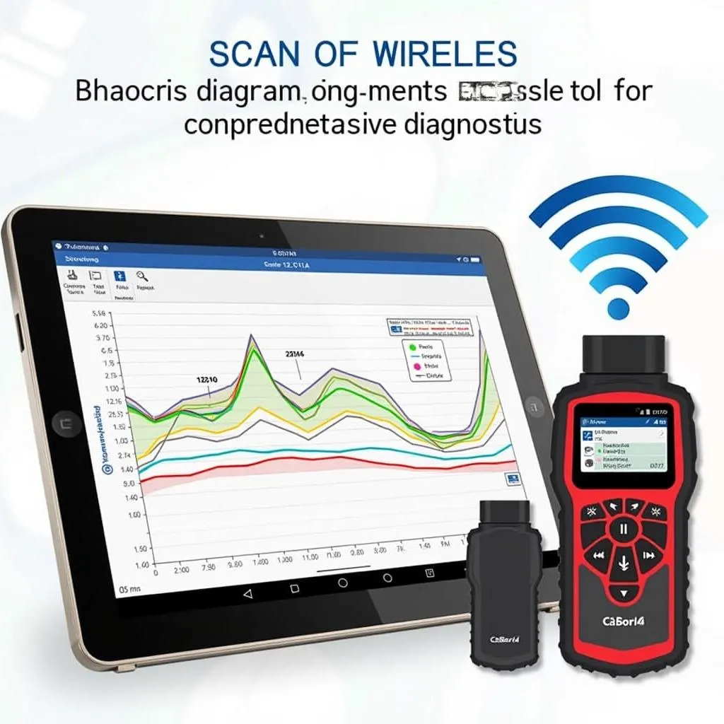 Graph displaying car diagnostic data on a tablet connected to a scan tool