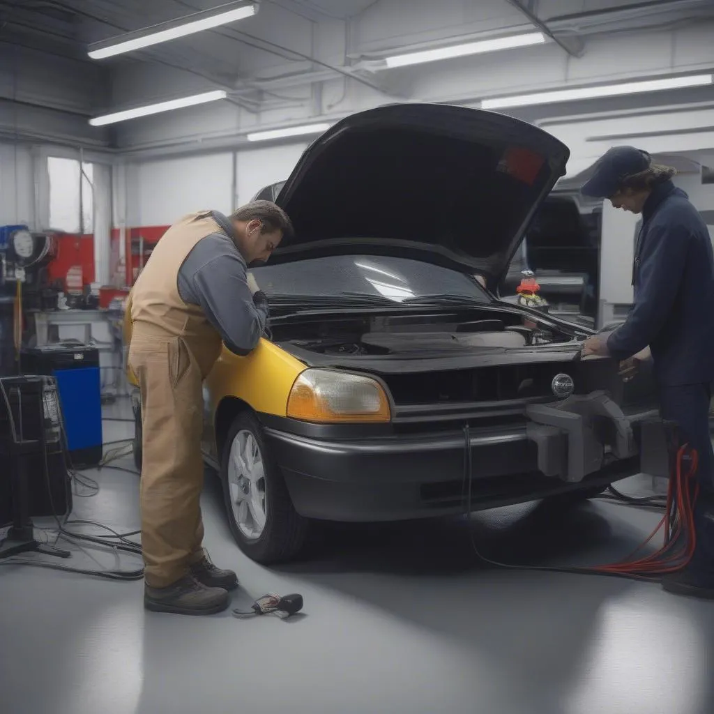 mechanic using a scan tool