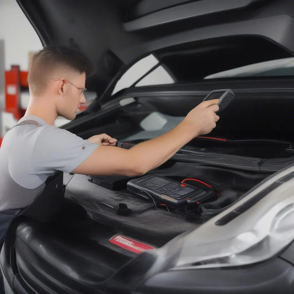 Mechanic using Autel Scanner