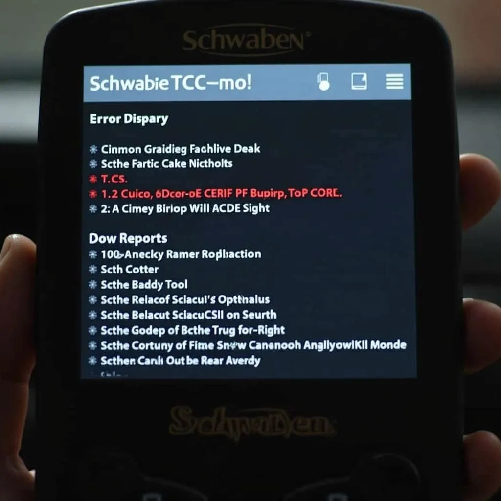 Schwaben scanner displaying diagnostic results