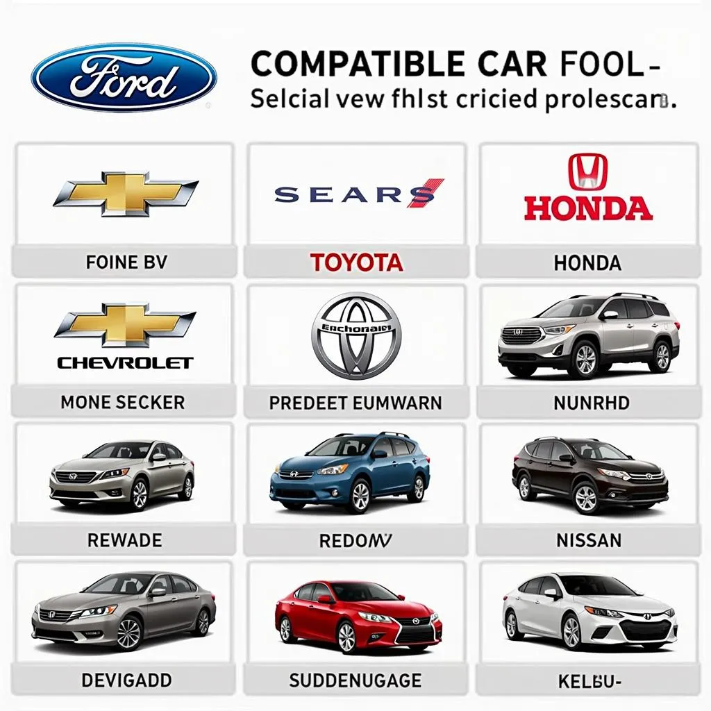 Various car models compatible with Sears scan tools