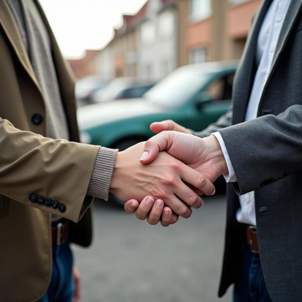 Selling a Junk Car - Owner and Buyer Shaking Hands