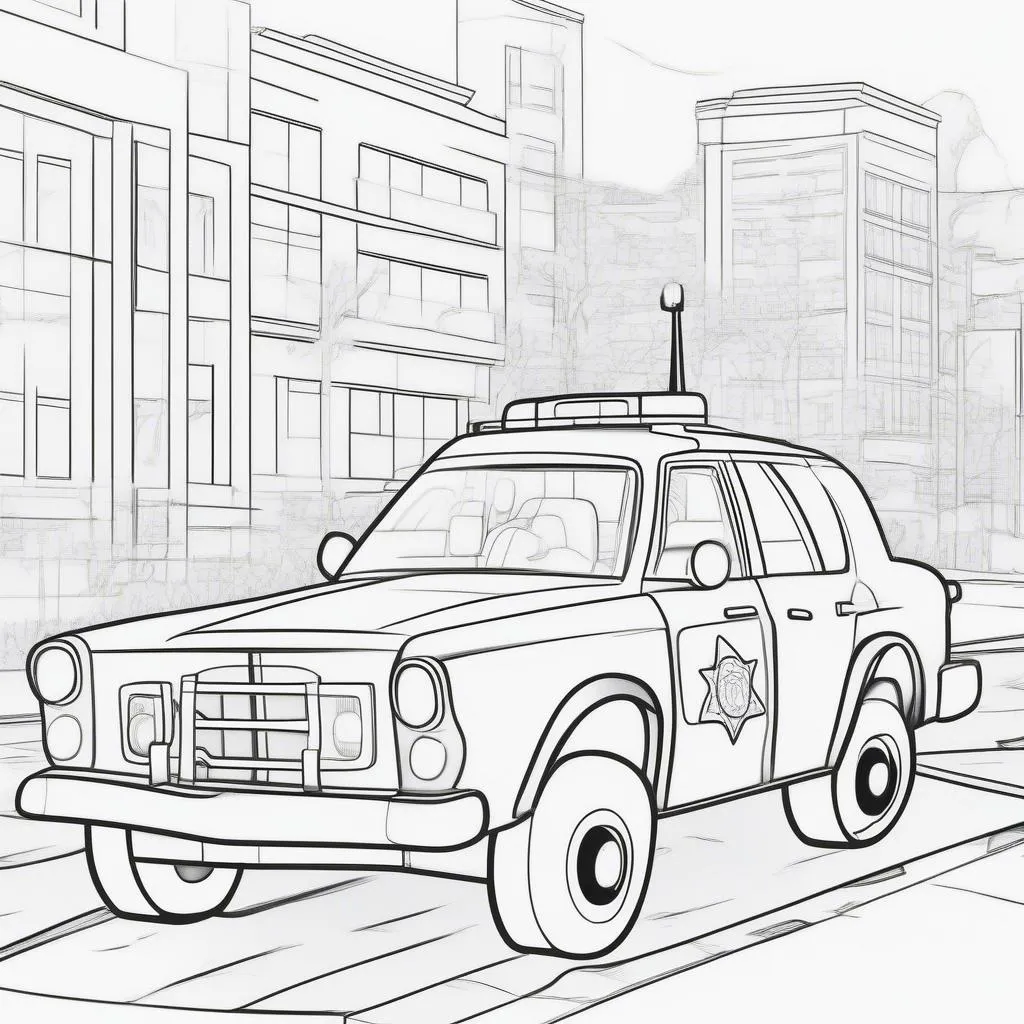 Simple police car coloring page for kids