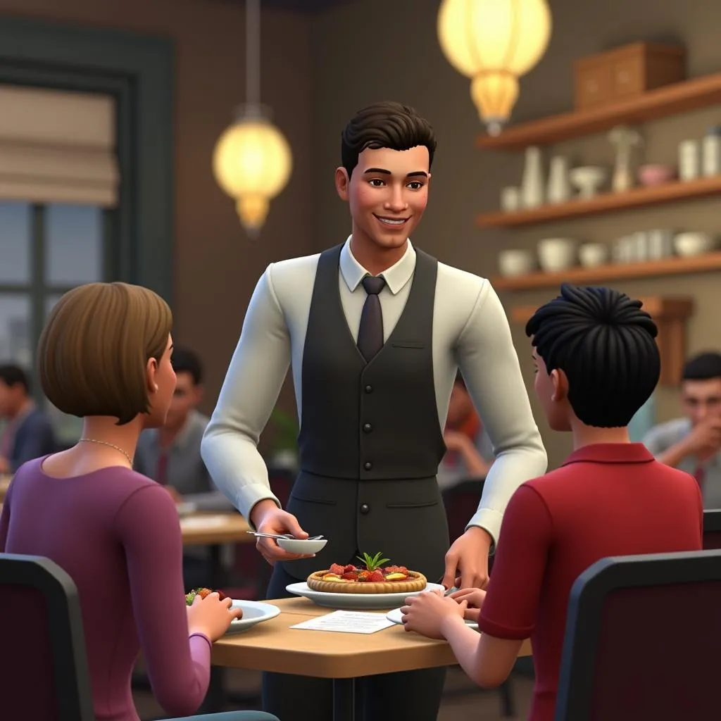 Sims 4 Active Waiter Chatting With Customers