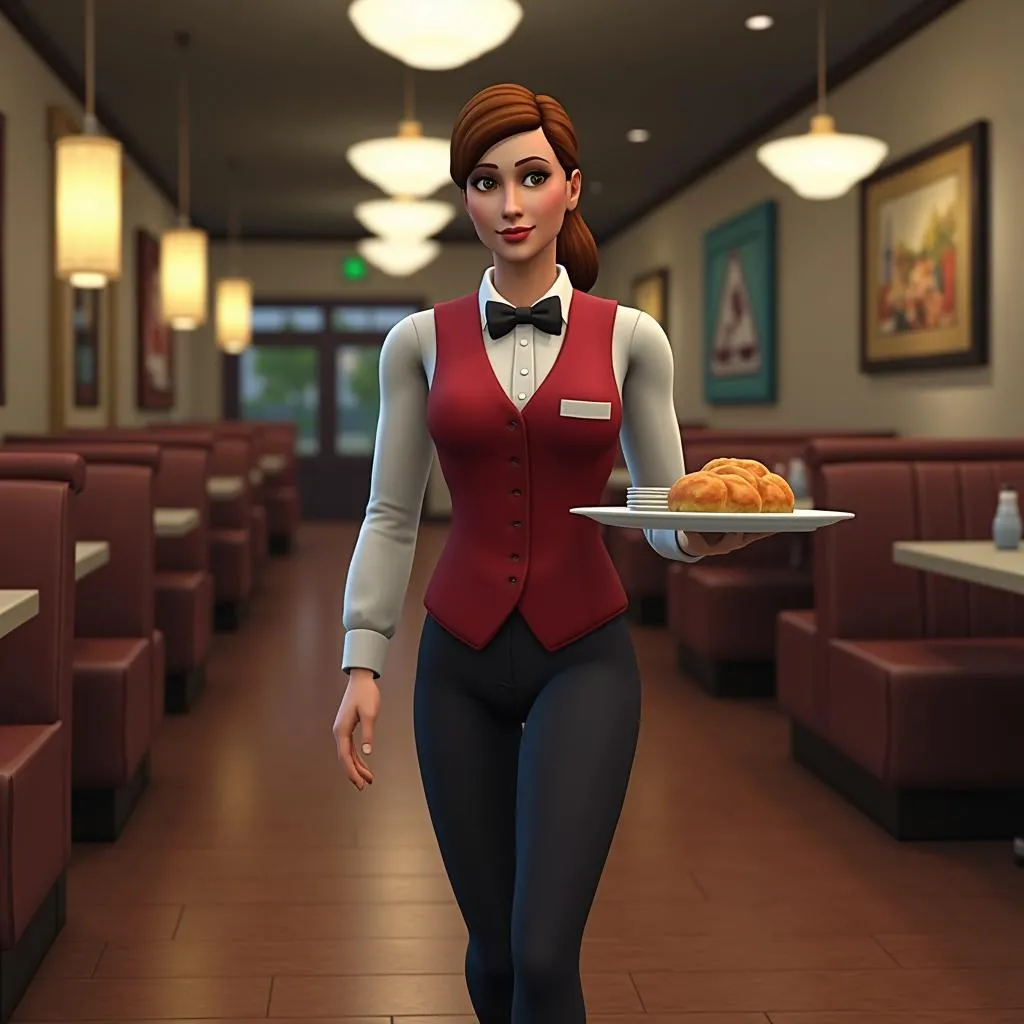 Sims 4 Active Waiter Serving Food