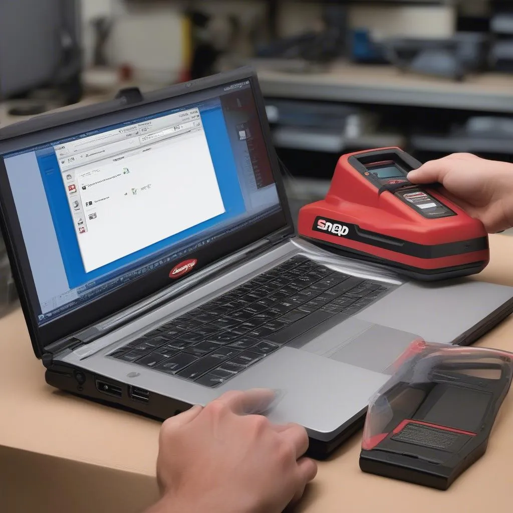 Snap-on Connect scan tool being connected to a laptop using WiFi