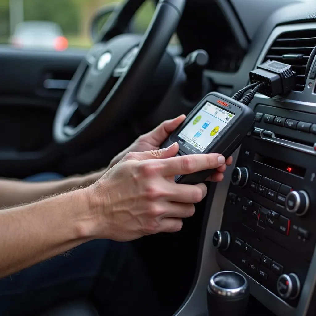 Snap On scanner connected to car's OBD-II port