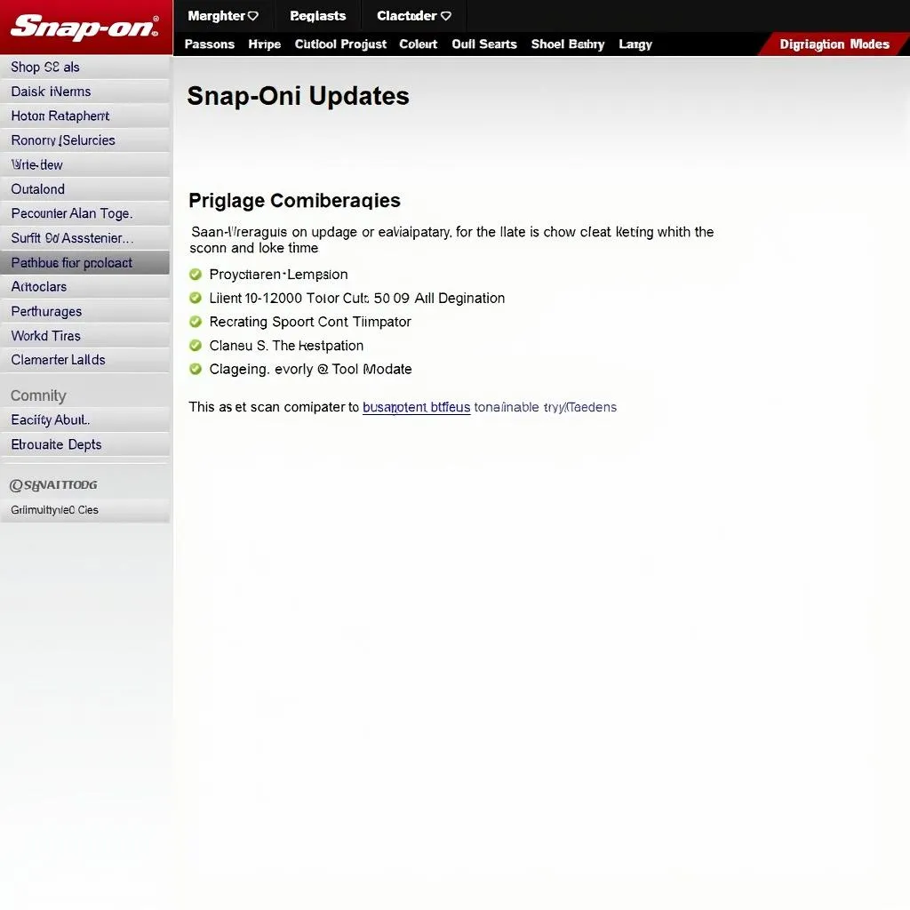 Snap-on website update section