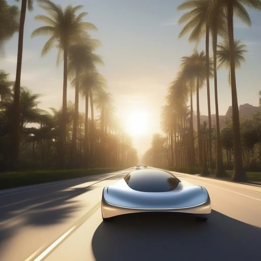 solar car driving on highway