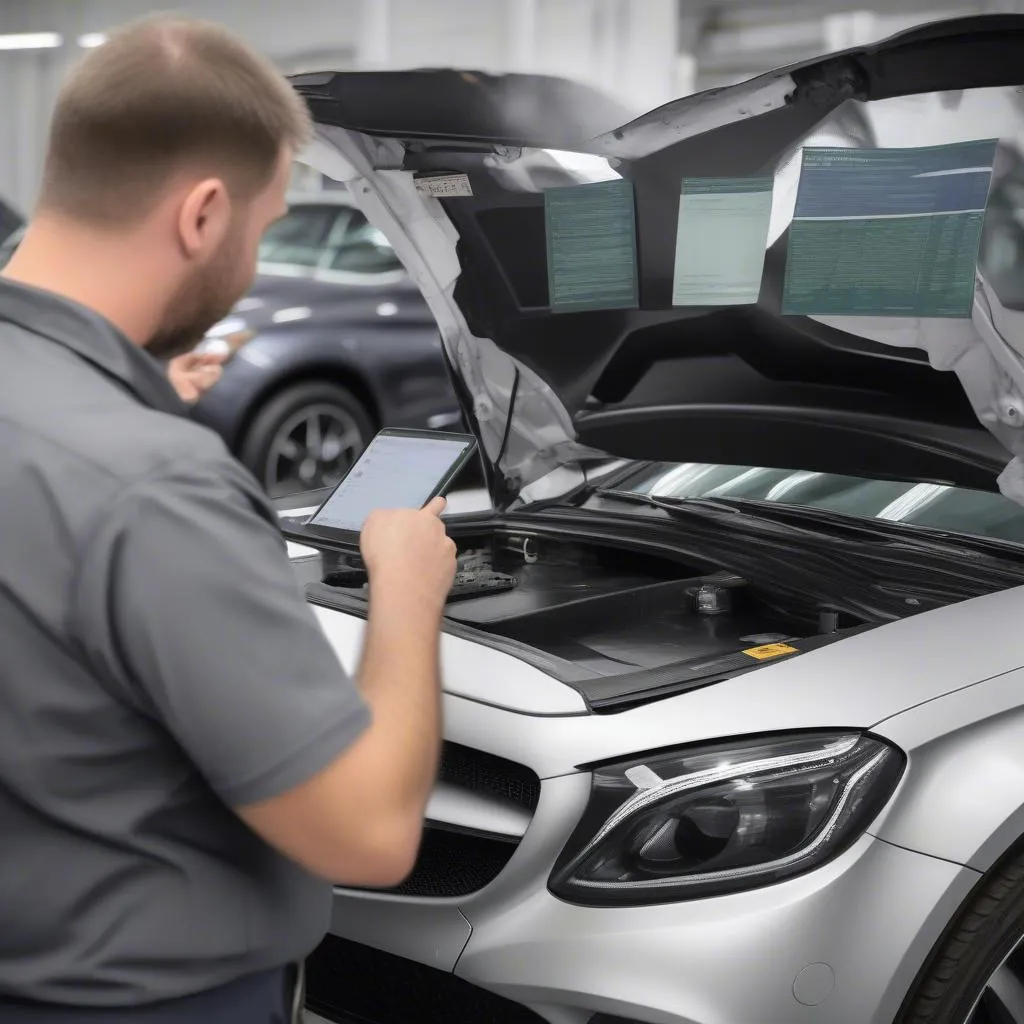 Southeast car agency using dealer scanner on a 2018 Mercedes-Benz C-Class in Atlanta, GA