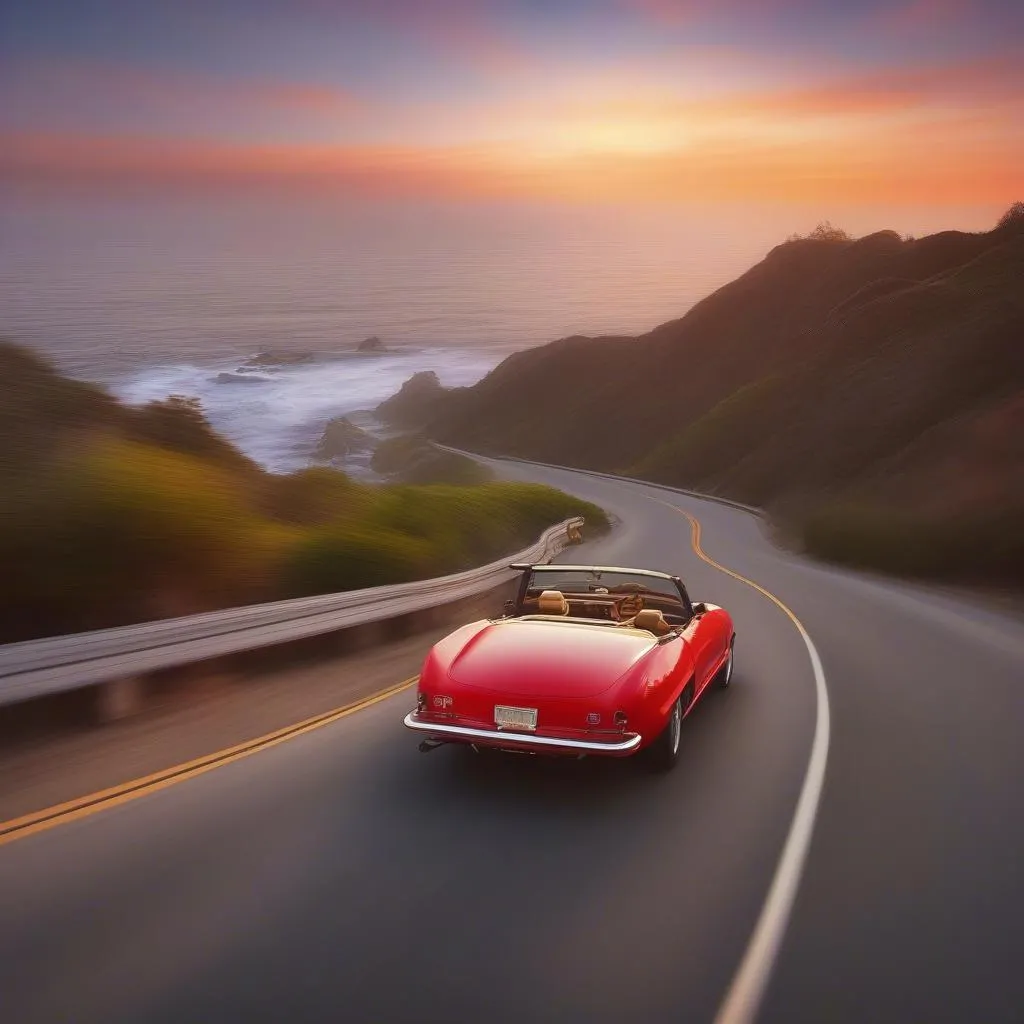 Sports car on a winding road