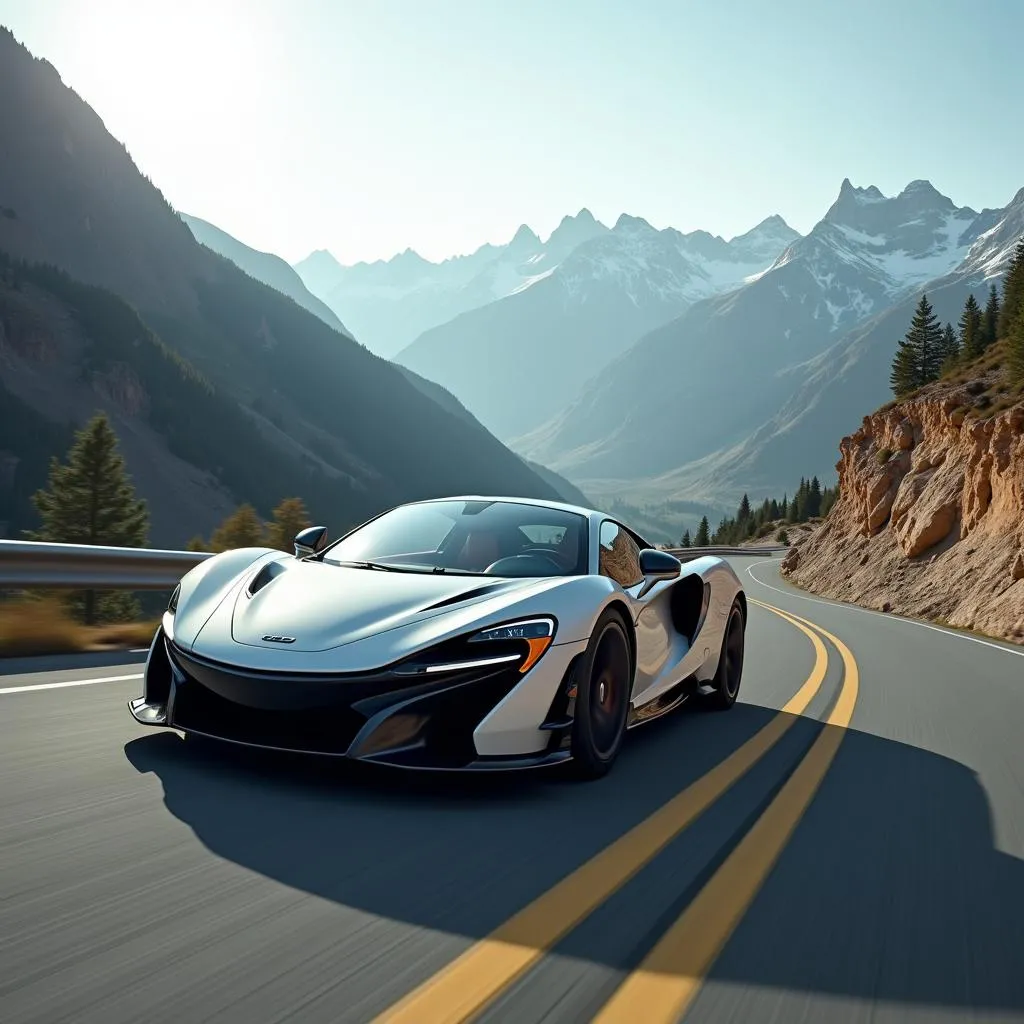 Sports Car on Mountain Road