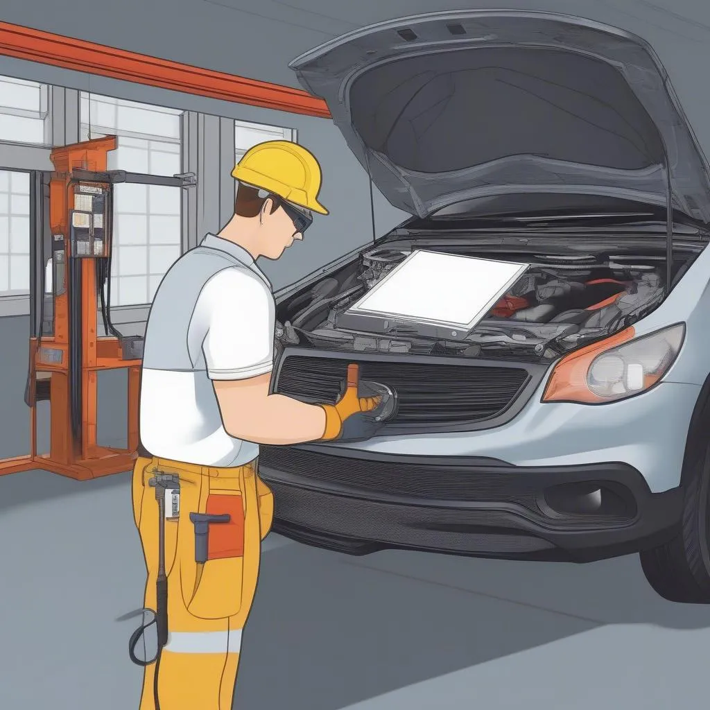 Car Repair Shop Resetting Airbag Module