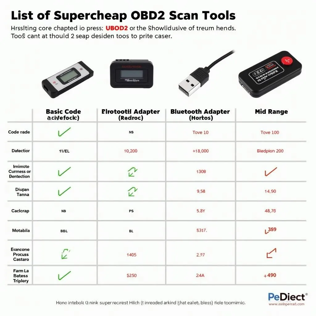 Different types of supercheap OBD2 scan tools