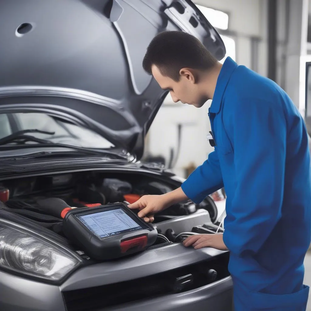 Tech 2 scan tool being used on a car