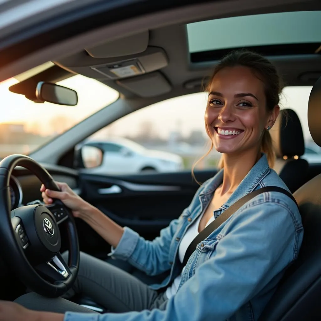 Test Driving a Car at Dealership