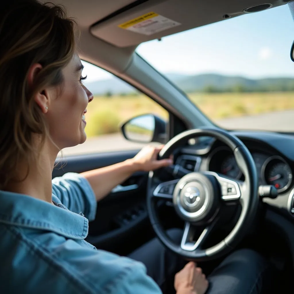 Test driving a used car for sale