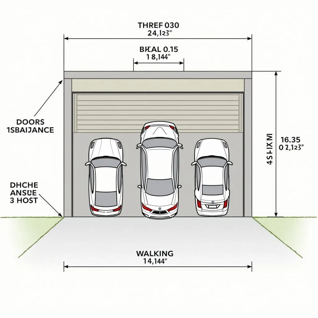 Three Car Garage Dimensions Illustration