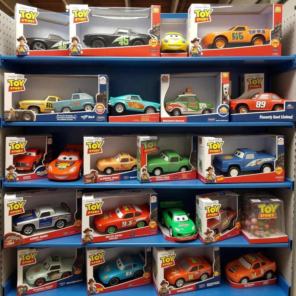 Toy Story RC car collection on display