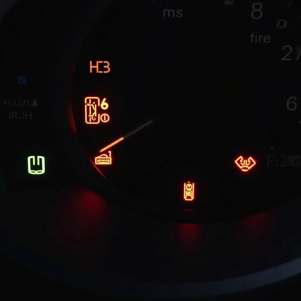 Dashboard warning lights illuminated on a Toyota Prius