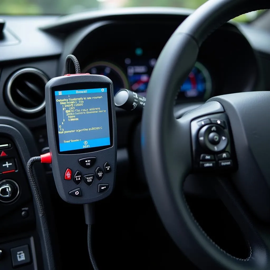 Toyota Prius dashboard with factory scan tool connected