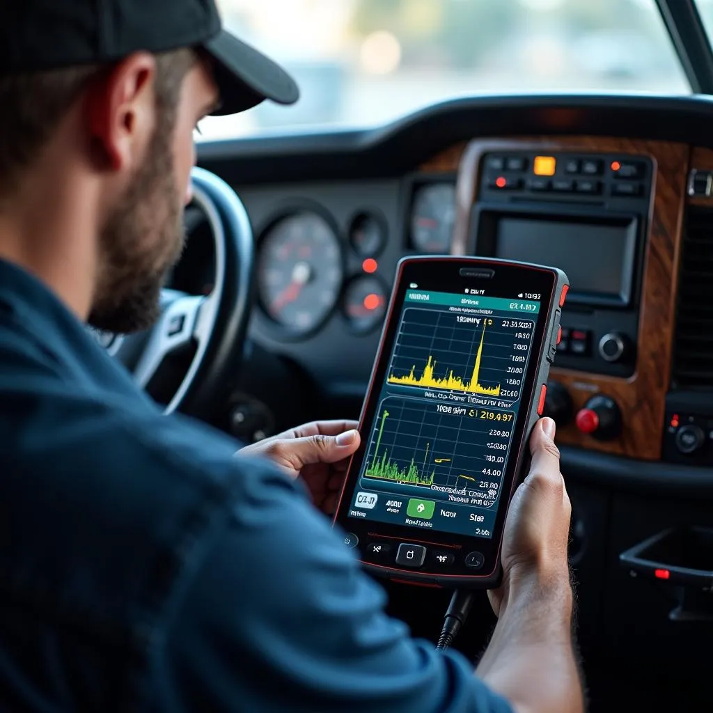 Truck Scan Tool Diagnosing Engine Problem