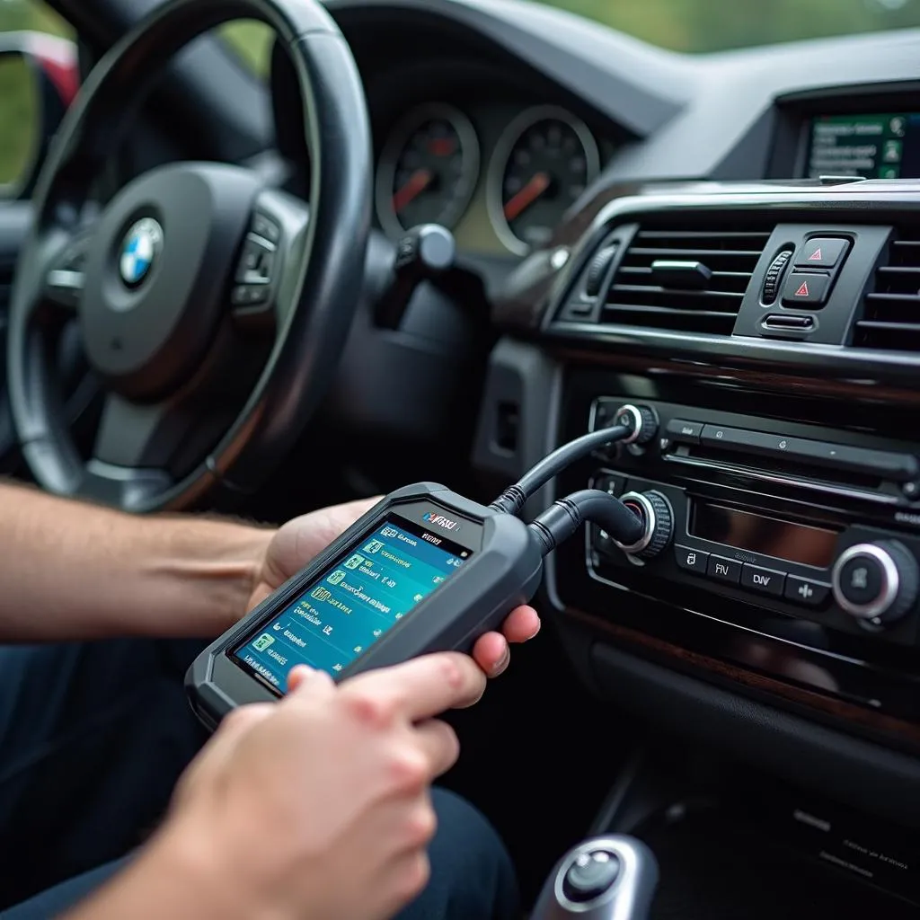 Ubiquiti scan tool being used to diagnose a BMW