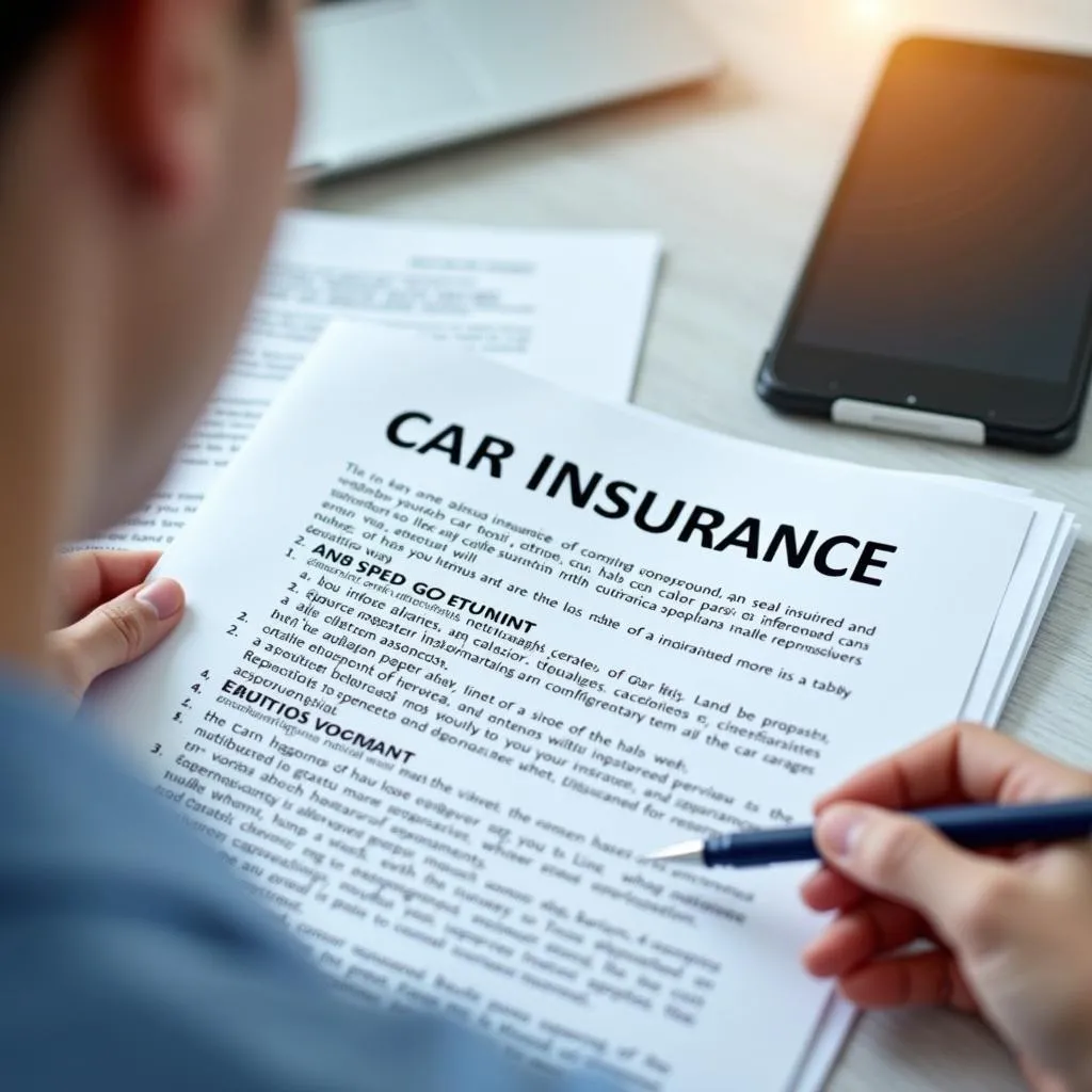 Reading car insurance policy documents