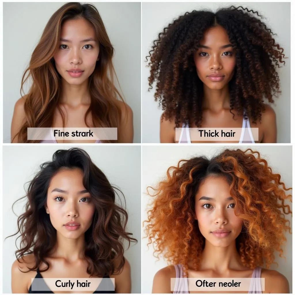 Different hair types: fine, thick, curly, color-treated