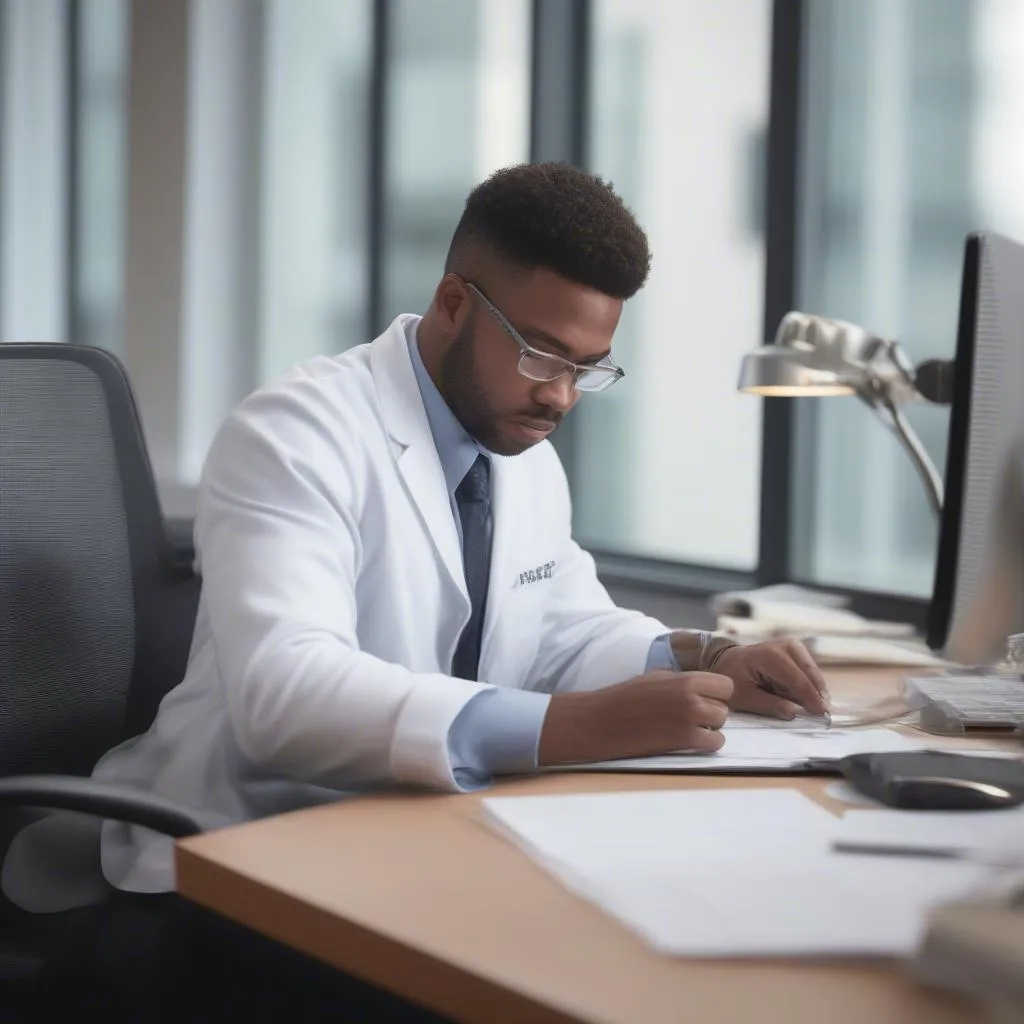 United Health Care employee working on a project