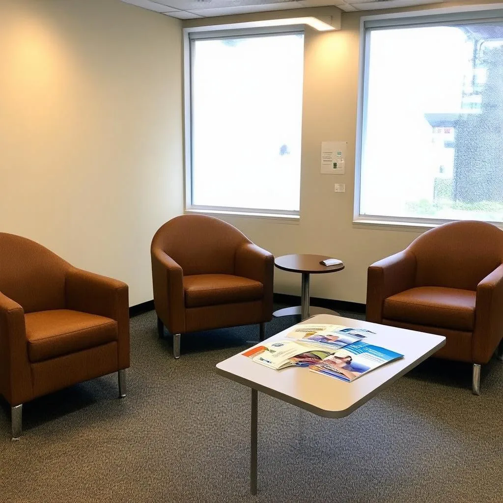 A modern and welcoming urgent care waiting room.