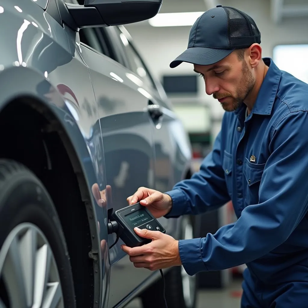 Mechanic Inspecting a Used Car