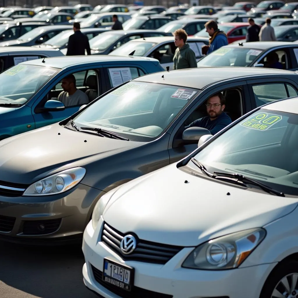 Used Car Lot with Various Vehicles