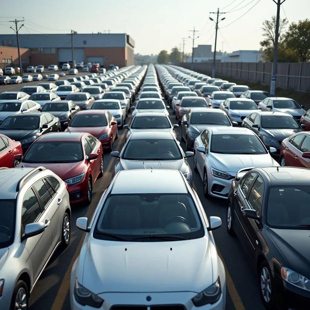 Used Car Lot with Various Vehicles