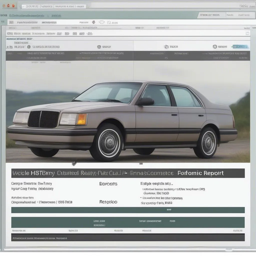 Vehicle history report on a computer screen