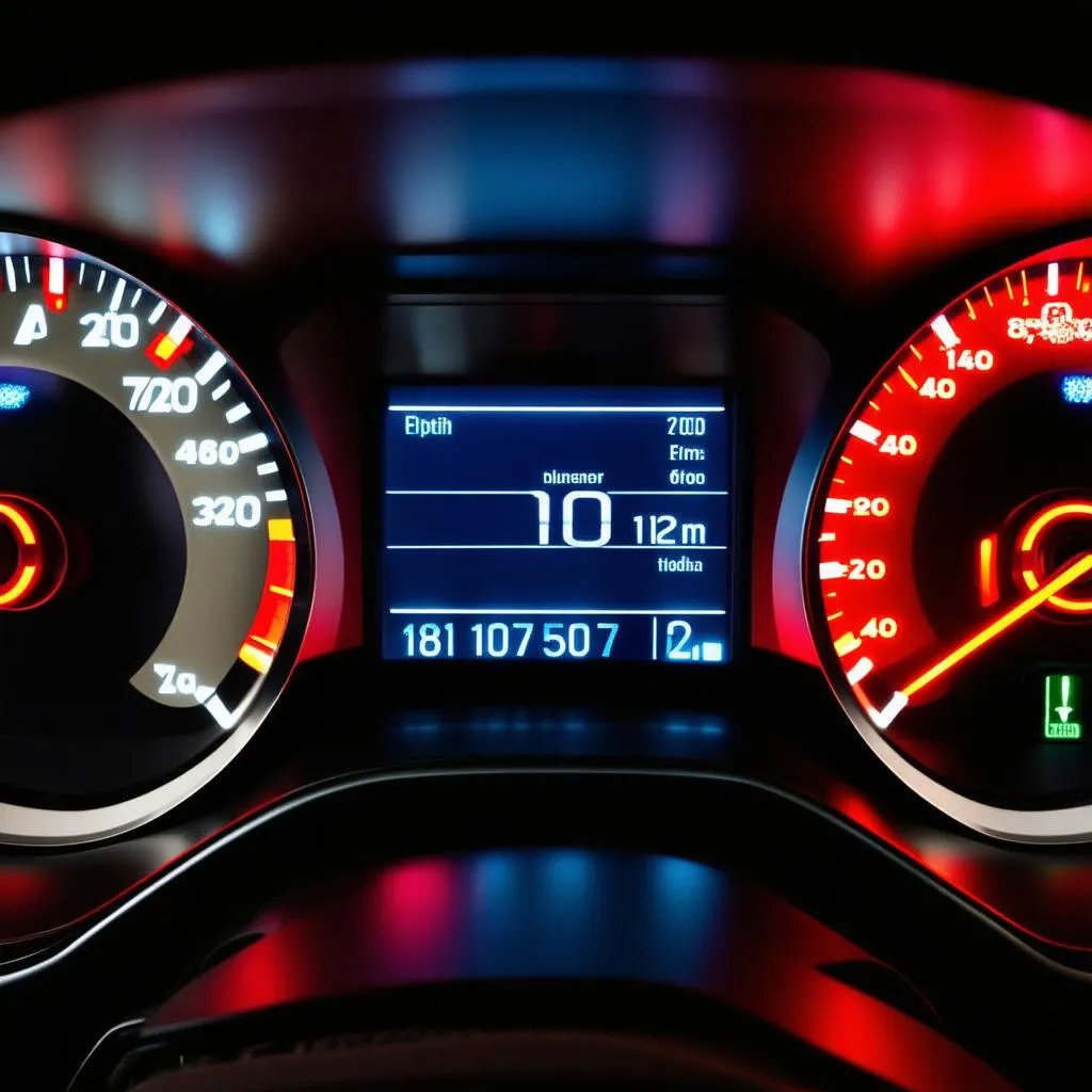 car dashboard with warning lights