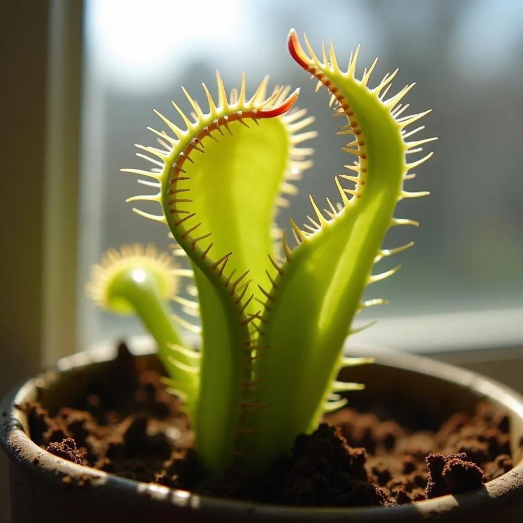 Venus flytrap basking in sunlight