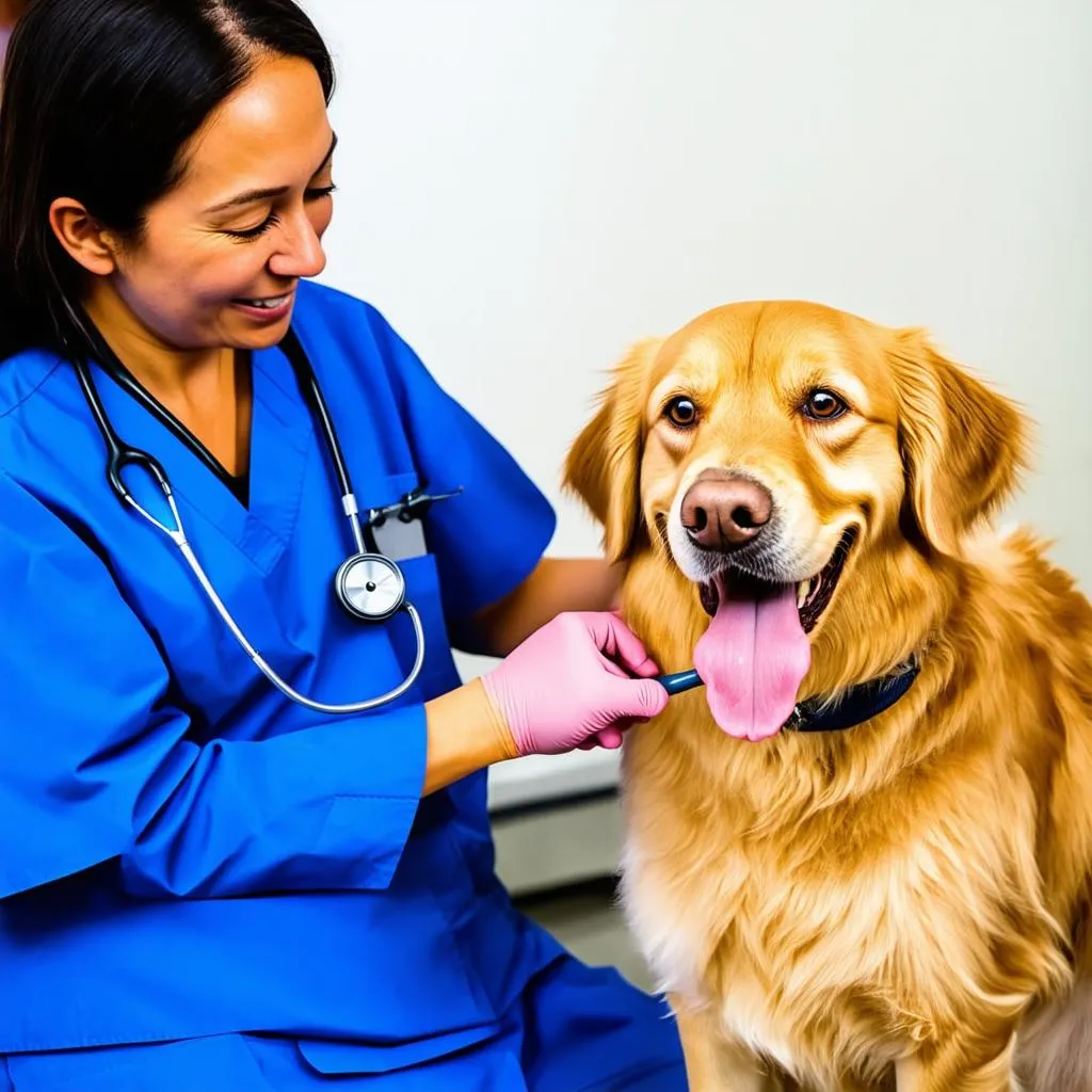 Veterinarians Examining a Dog