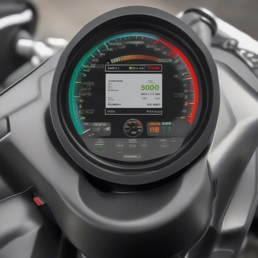 A Victory motorcycle scan tool display showing live data readings