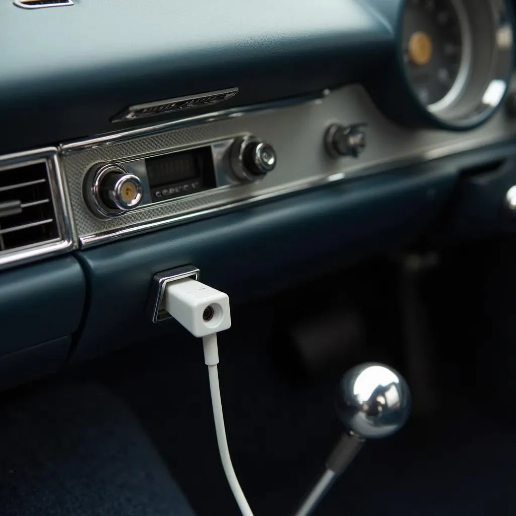 Vintage car with Bluetooth adapter