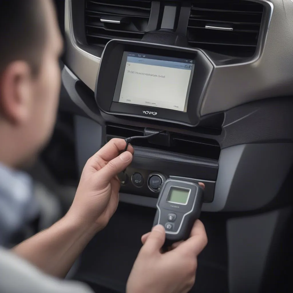 Volvo Code Reader Plugged into OBD2 Port