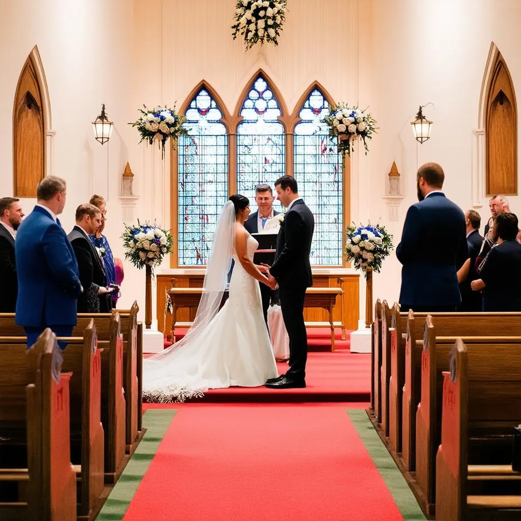 Wedding Ceremony with Altar Flowers