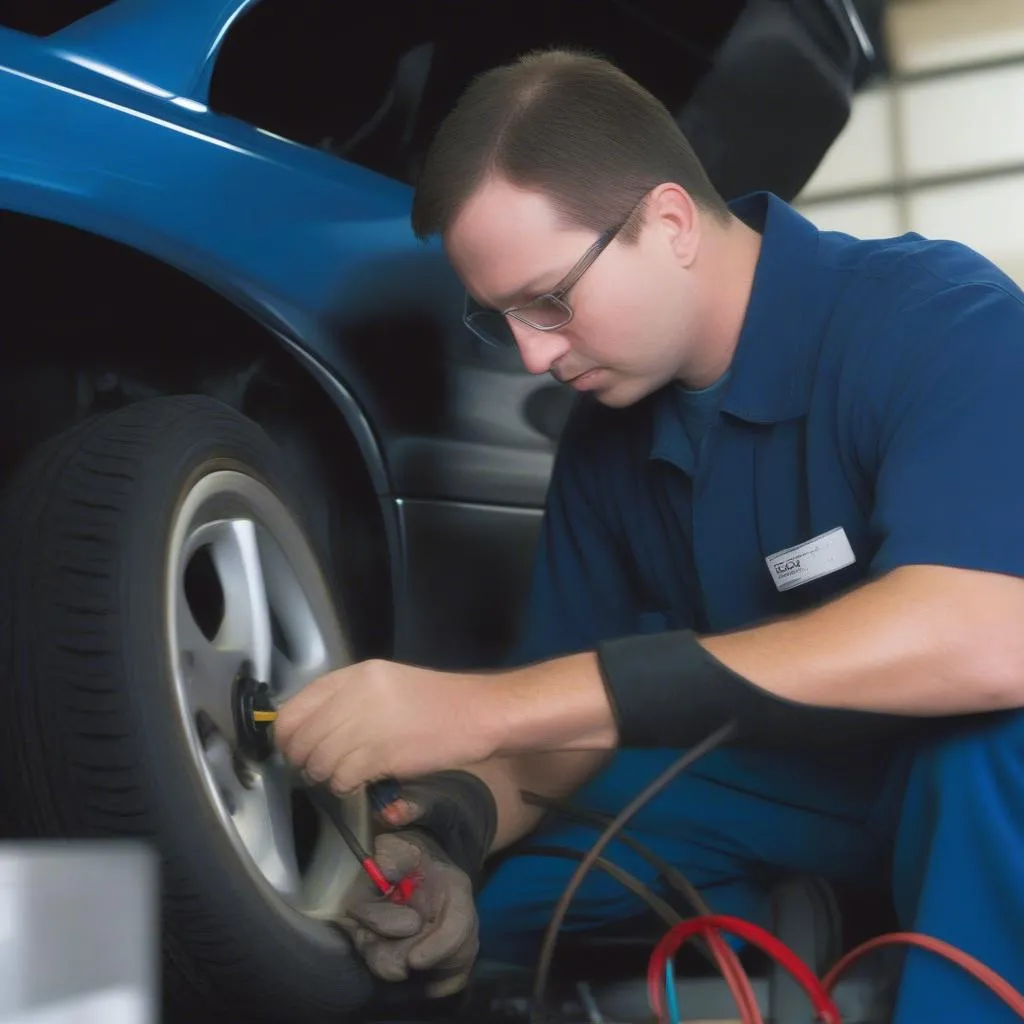 Inspecting a wheel speed sensor on a 2001 Acura CL Type S for damage or dirt