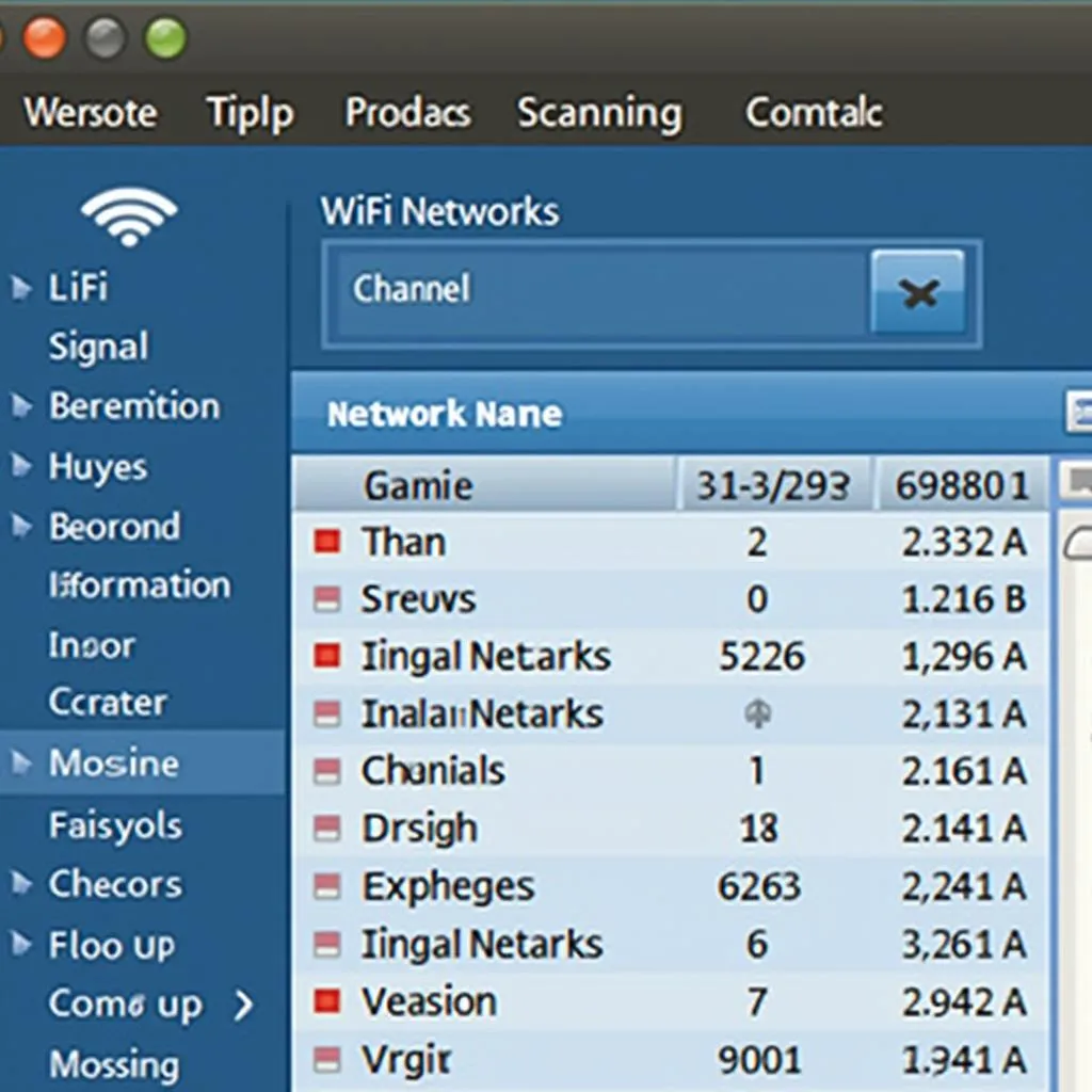 Wifi scanning tool interface showing network details